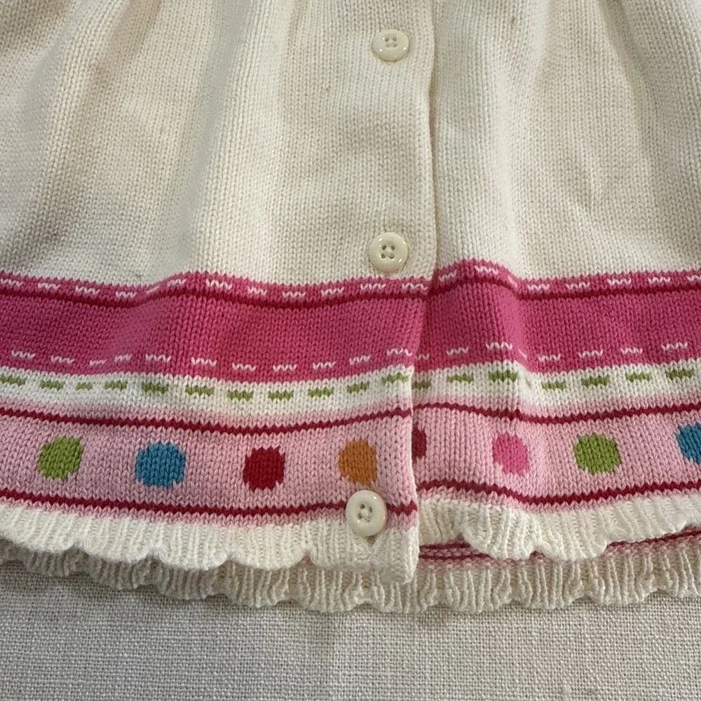 Gymboree Cardigan Sweater‎ Girls 5T Ivory Pink Polka Dot Knit Cottagecore